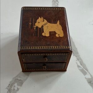 Wooden Jewelry Box with Dog Design
